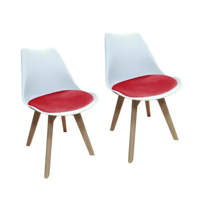 HTI-Living Stuhl Atlanta Weiß, Velvet Rot