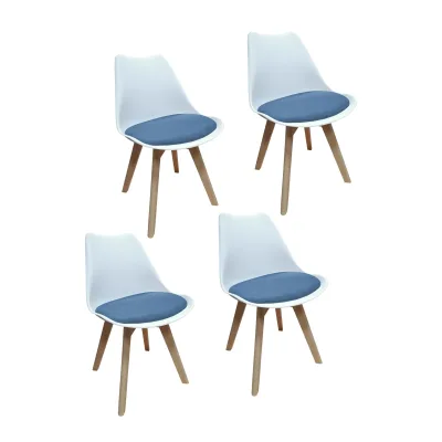 HTI-Living Stuhl Atlanta Weiß, Webstoff Blau
