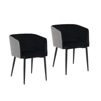 HTI-Living Stuhl Destin Hahnentritt Schwarz-Weiß