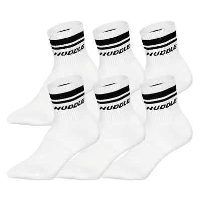 HUDDLE 6pk Short Crew Socks Double Stripe Unisex Socken