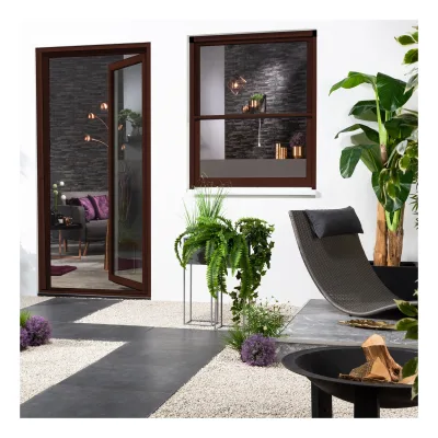 Insektenschutz-Alu-Fensterrollo Bausatz "SMART" 160x160 cm in Braun
