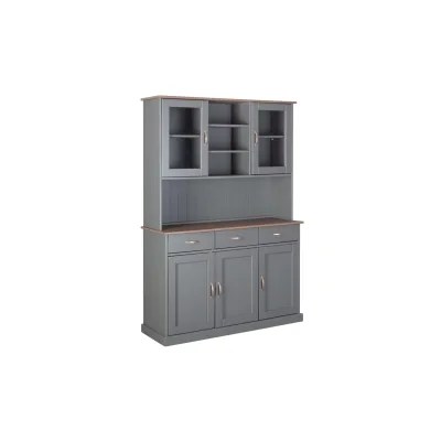 Inter Link FSC Buffet Buffetschrank Westerland - Kiefer Massivholz - 5 Türen,3 Schubladen - Grau, Sepia lackiert