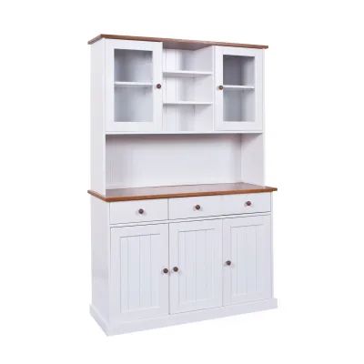 Inter Link FSC Buffet Buffetschrank Westerland - Kiefer Massivholz - 5 Türen,3 Schubladen - Weiss, Sepia lackiert