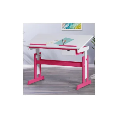 Inter Link Schreibtisch Pijii - Kiefer Massivholz - weiss/pink lackiert