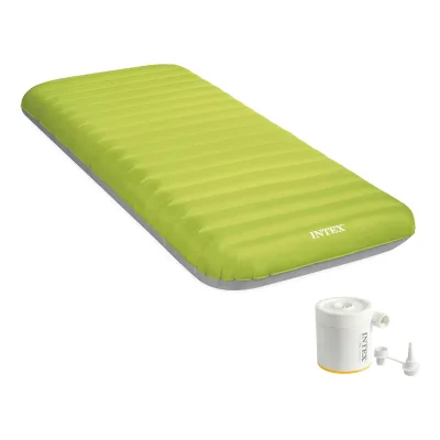 INTEX 64097NP - Luftbett - Dura-Beam Truaire inkl. USB-Luftpumpe (grün, 76x191x17cm) Luftmatratze Campingbett