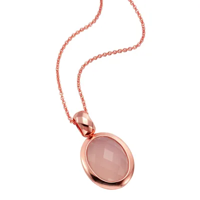 Jamelli Anhänger mit Kette 925 Silber rosé vergoldet mit Chalcedon