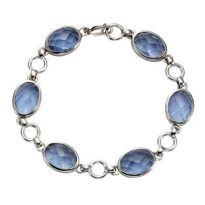 Jamelli Armband 925 Silber rhodiniert Quarz blau (beh.)
