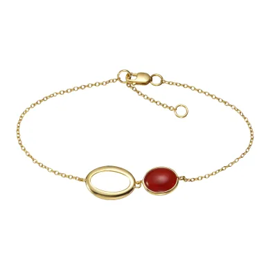 Jamelli Armband Silber 925 vergoldet 17/19cm lang mit echtem Carneol