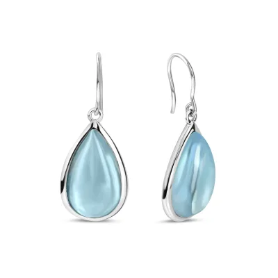 Jamelli Ohrringe Silber 925 rhodiniert 34mm lang mit blauen Quarzen (beh.)