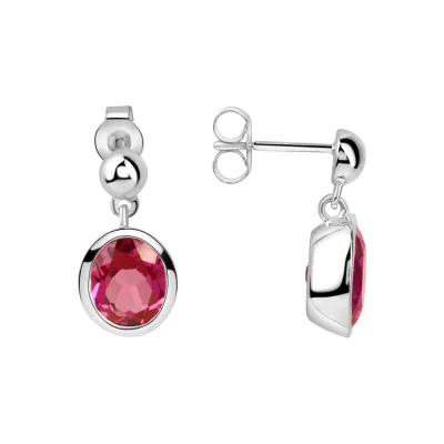 Jamelli Ohrringe Silber 925 rhodiniert mit pinkem Quarz (beh.)