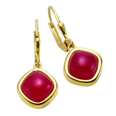 Jamelli Ohrringe Silber 925 vergoldet mit echtem Chalcedon rot