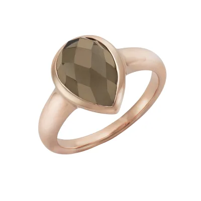 Jamelli Ring 925 Silber rosé vergoldet Rauchquarz