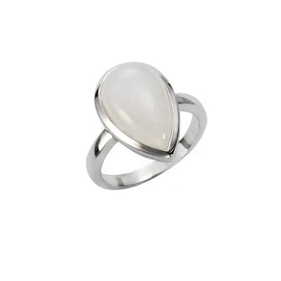 Jamelli Ring Silber 925 rhodiniert mit echtem Rainbow Mondstein 17x10,5mm