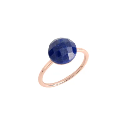 Jamelli Ring Silber 925 rosé-vergoldet mit einem echten Lapislazuli 9x9,5mm