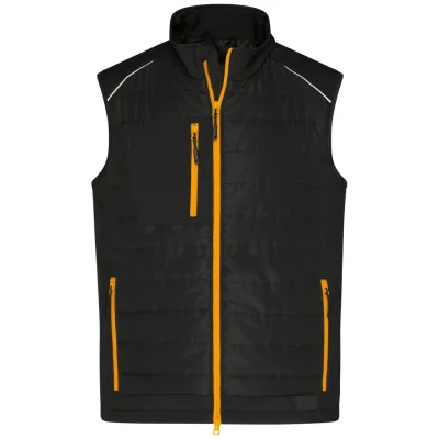 James & Nicholson Softshellweste Materialmix Herren JN1822 Gr. M black/neon-orange