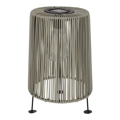 JENS Living LED Solar Dekoleuchte Grau-Beige IP44 | Gartenlaterne für Terrasse & Balkon