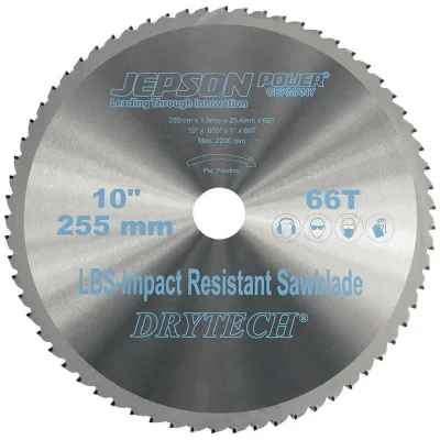 Jepson HM-Sägeblatt Drytech D=255x25,4x1,5mm 66Z für Stahl dünnwandig LBS schockresistent