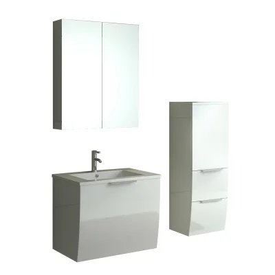 Jet-Line Badset Weiß 3-teilig Badezimmermöbel-Set mit Spiegelschrank & zusätzlichem Hängeschrank