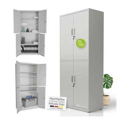 Juskys Metallschrank Hellgrau 80x180x40 cm