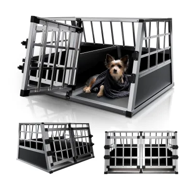 Juskys Alu Hundetransportbox L-X - 89x70x51 cm verschließbar & pflegeleicht - Hundebox Hunde