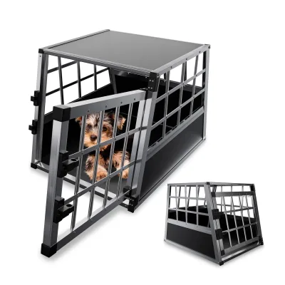 Juskys Alu Hundetransportbox M - 69×54×50 cm verschließbar & pflegeleicht - Hundebox für Hunde