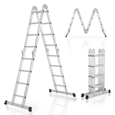 Juskys Aluminium Multifunktionsleiter 4,7m Tragfähigkeit bis 150 kg