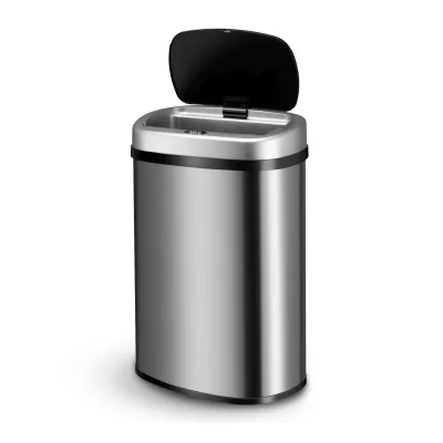 Juskys Automatik Mülleimer mit Sensor 50L - Abfalleimer mit elektrischem Deckel rechteckig - Silber