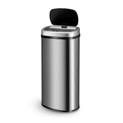 Juskys Automatik Mülleimer mit Sensor 70L - Abfalleimer mit elektrischem Deckel rechteckig - Silber