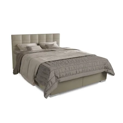 Juskys Boxspringbett Seattle 180x200cm - weicher Malmo-Stoff, komfortable Einstiegshöhe - Beige