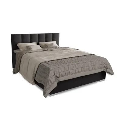 Juskys Boxspringbett Seattle 180x200cm - weicher Malmo-Stoff, komfortable Einstiegshöhe - Schwarz