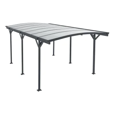 Juskys Carport mit Bogendach 5x3 m – freistehende Überdachung aus Aluminium mit Doppelstegplatten