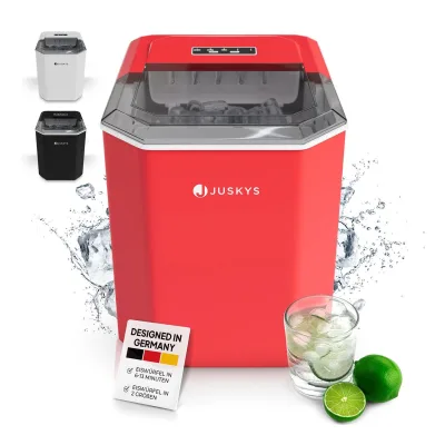 Juskys Eiswürfelmaschine IceOracle - Eiswürfel in wenigen Minuten - 12 kg/Tag - 2 Größen - Rot