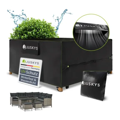 Juskys Gartenmöbel Abdeckplane 200 x 200 x 90 cm - winterfest, wasserdicht, UV-Schutz, Schutzhülle
