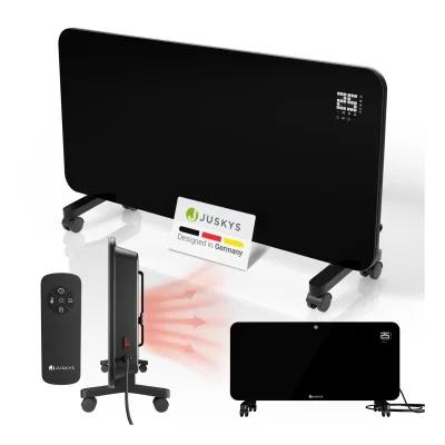 Juskys Glasheizung 2000W – Elektroheizung mit App, LED-Display & Timer, für Wand & Boden