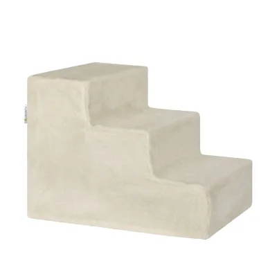 Juskys Haustiertreppe Timmy 36 cm, 3 Stufen Plüsch Beige waschbar - Hundetreppe für Bett, Sofa, Auto