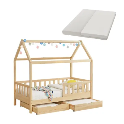 Juskys Kinderbett Natur 80x160 cm