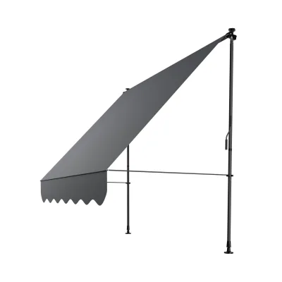 Juskys Klemmmarkise Kapstadt 200x120 cm - Höhenverstellbar, ohne Bohren, wasserabweisend - Grau