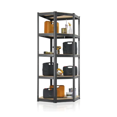 Juskys Lageregal Corner Basic 180 x 70 x 40-70 cm   875 kg   5 Böden   Schwerlastregal Metall Grau