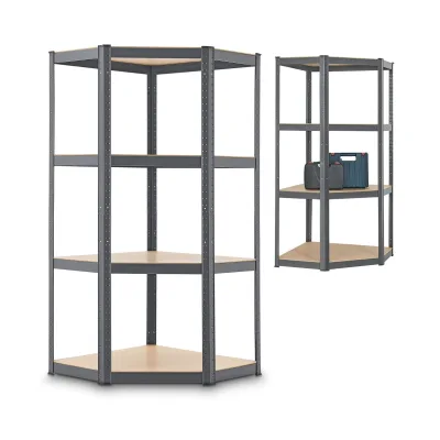 Juskys Lageregal Corner Easy 160 x 75 x 40-75 cm   320 kg   4 Böden   Schwerlastregal Metall, Grau