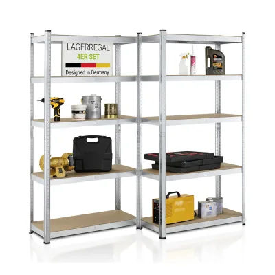 Juskys Lagerregal Basic 4er Set 180x90x40 cm – Metall Schwerlastregal, 20 Böden, 3500 kg