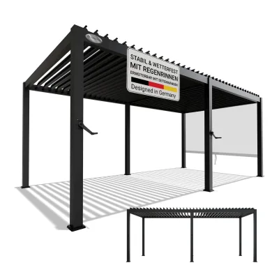 Juskys Lamellendach Tahiti 3x5,9 m - Stahl Pergola - Terrassenüberdachung stabil - Anthrazit
