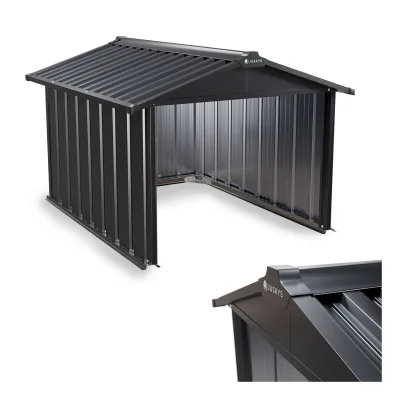Juskys Mähroboter Garage mit Satteldach   Rasenmäher Dach Carport aus Metall   98 x 89 x 63 cm