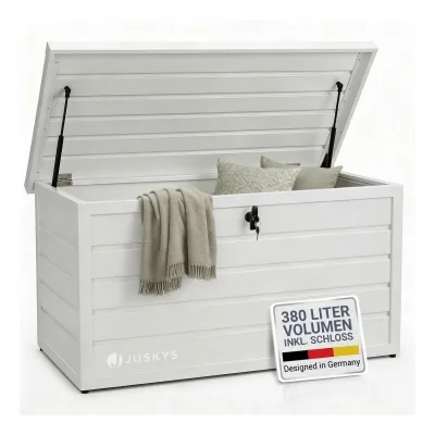 Juskys Metall Aufbewahrungsbox Limani 380 Liter - Box wasserdicht, abschließbar - Weiß