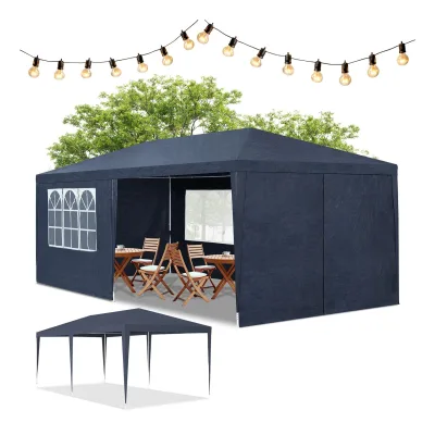 Juskys Partyzelt 3x6 m in Blau mit Dach & Seitenwänden – 18 m² Grundfläche – Sonnenschutz Outdoor