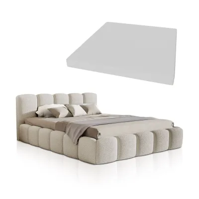 Juskys Polsterbett Catania - Bubble Design mit Bouclé & gepolstert, inkl. Matratze - 180 x 200 cm - Beige