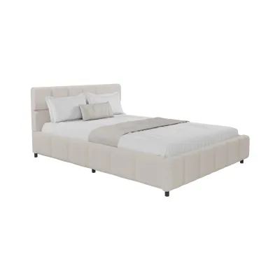 Juskys Polsterbett Florenz - Bubble Design, gepolstertes Kopfteil, Bouclé - 180 x 200 cm - Beige