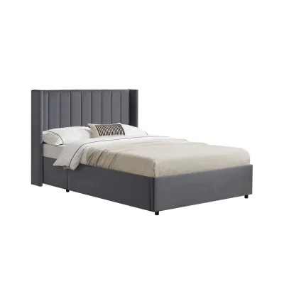 Juskys Polsterbett Savona 120x200 cm mit Stauraum, Lattenrost, Samt-Bezug, bis 250 kg - Dunkelgrau