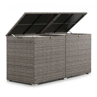 Juskys Polyrattan Auflagenbox Ikaria 950 L mit Deckel & Innenplane – Garten Kissenbox Gartenbox