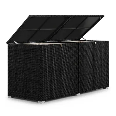 Juskys Polyrattan Auflagenbox Ikaria 950 L mit Deckel & Innenplane – Garten Kissenbox Gartenbox