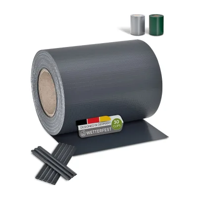 Juskys PVC Sichtschutzstreifen Doppelstabmatten Zaun - 35m x 19 cm anthrazit Zaunfolie Sichtschutz